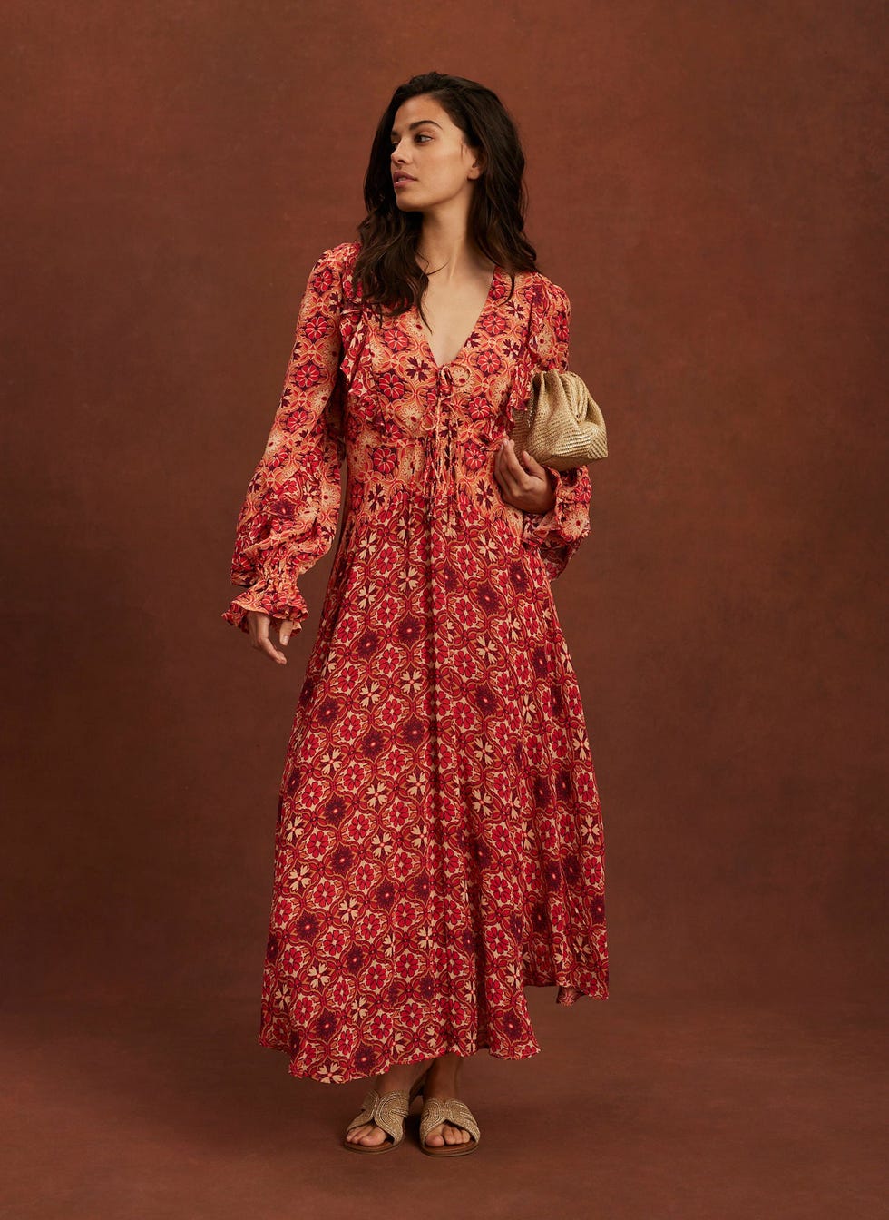 Orange Floral Print Maxi Dress, £150