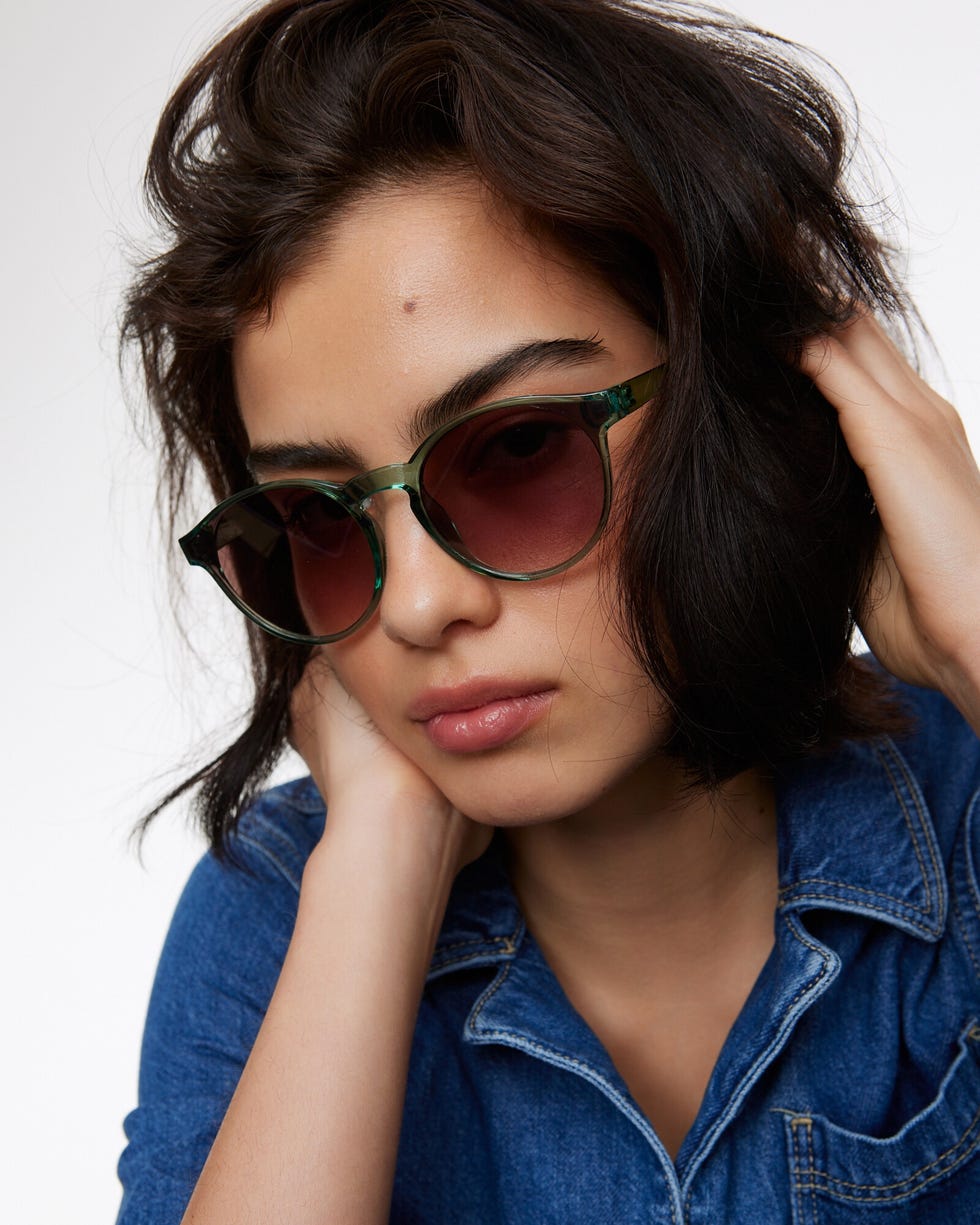 Sea Green Round Preppy Sunglasses 