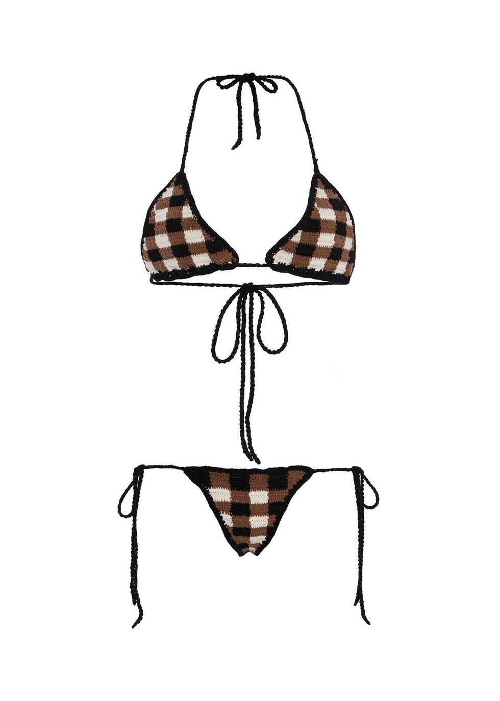 Gingham Crochet Bikini Set