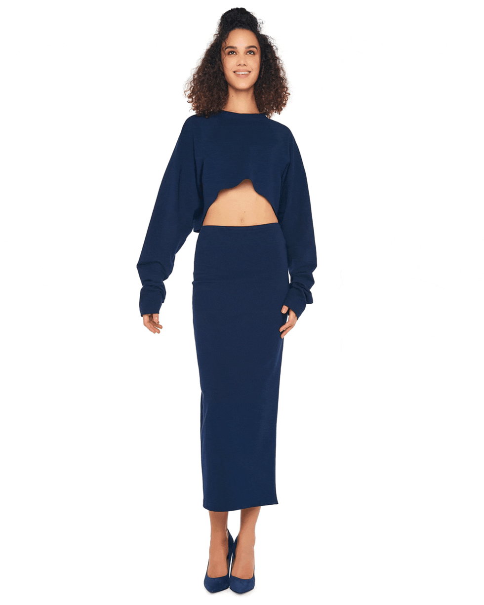 Slit Midcalf Skirt 