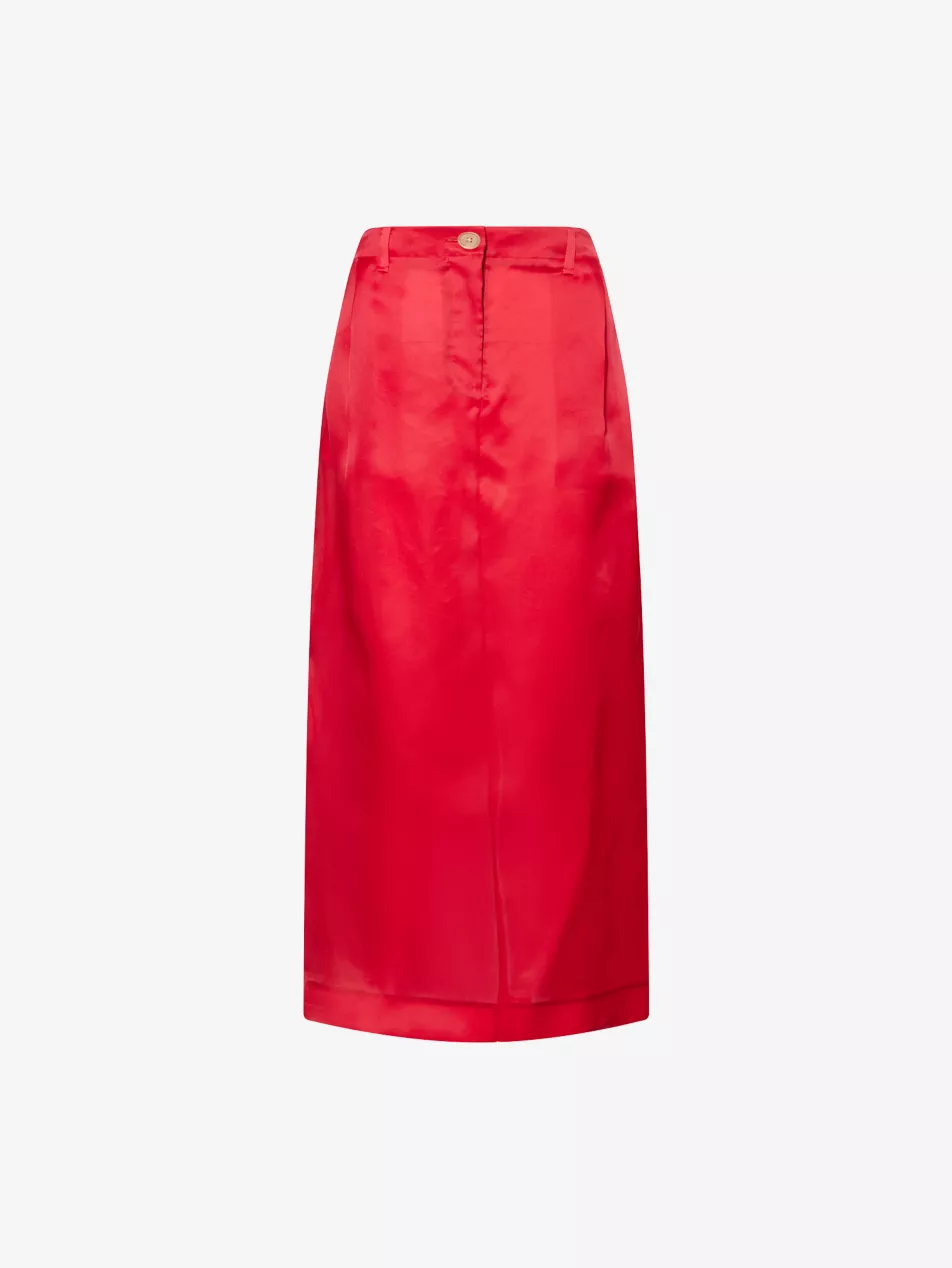 Lucian Split-Hem Silk Maxirock