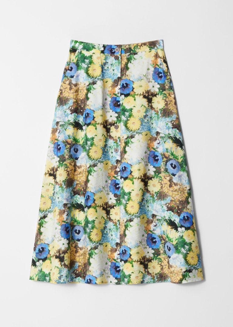 Buttoned A-line midi skirt