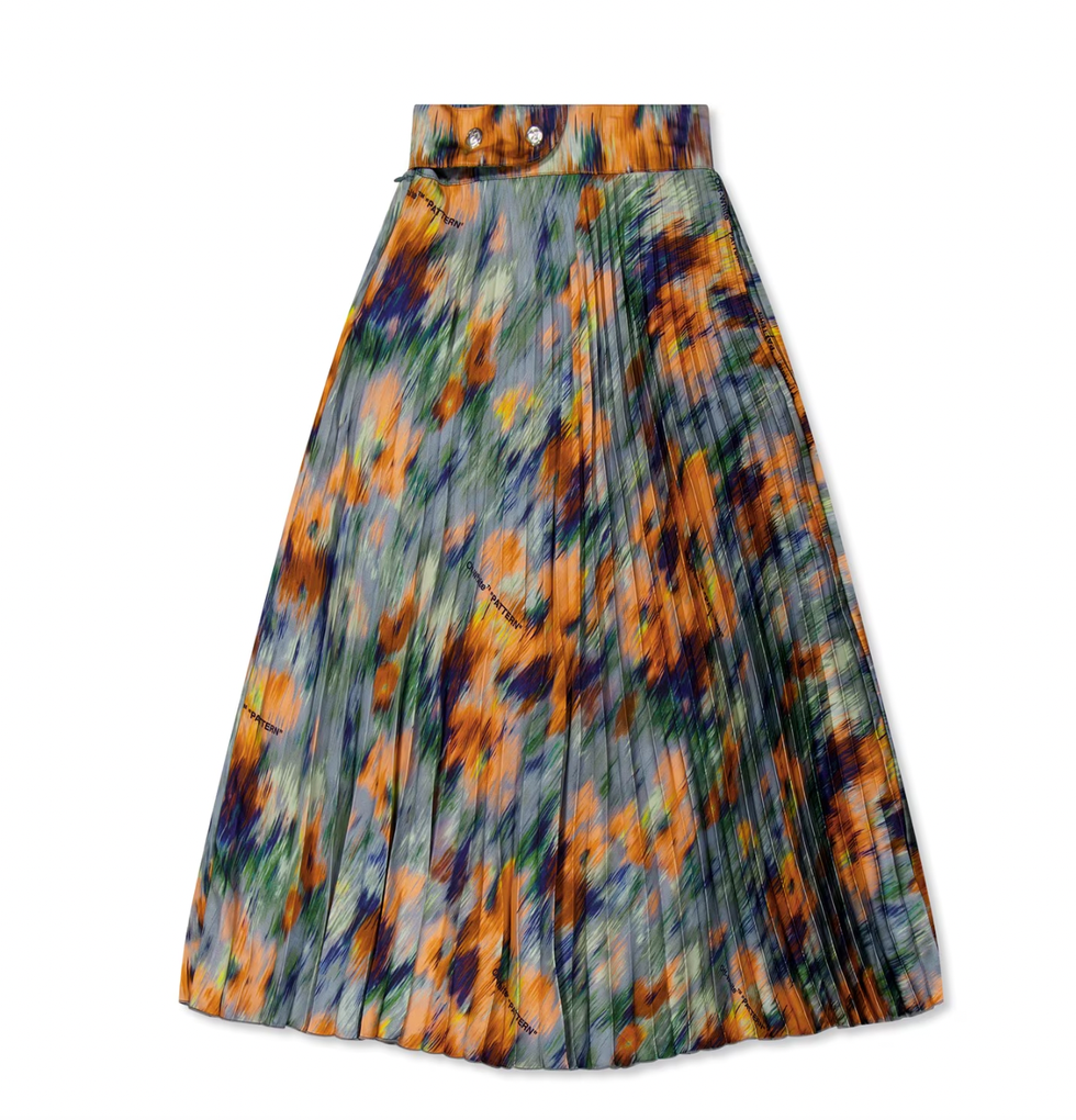 Pleated Floral Skirt