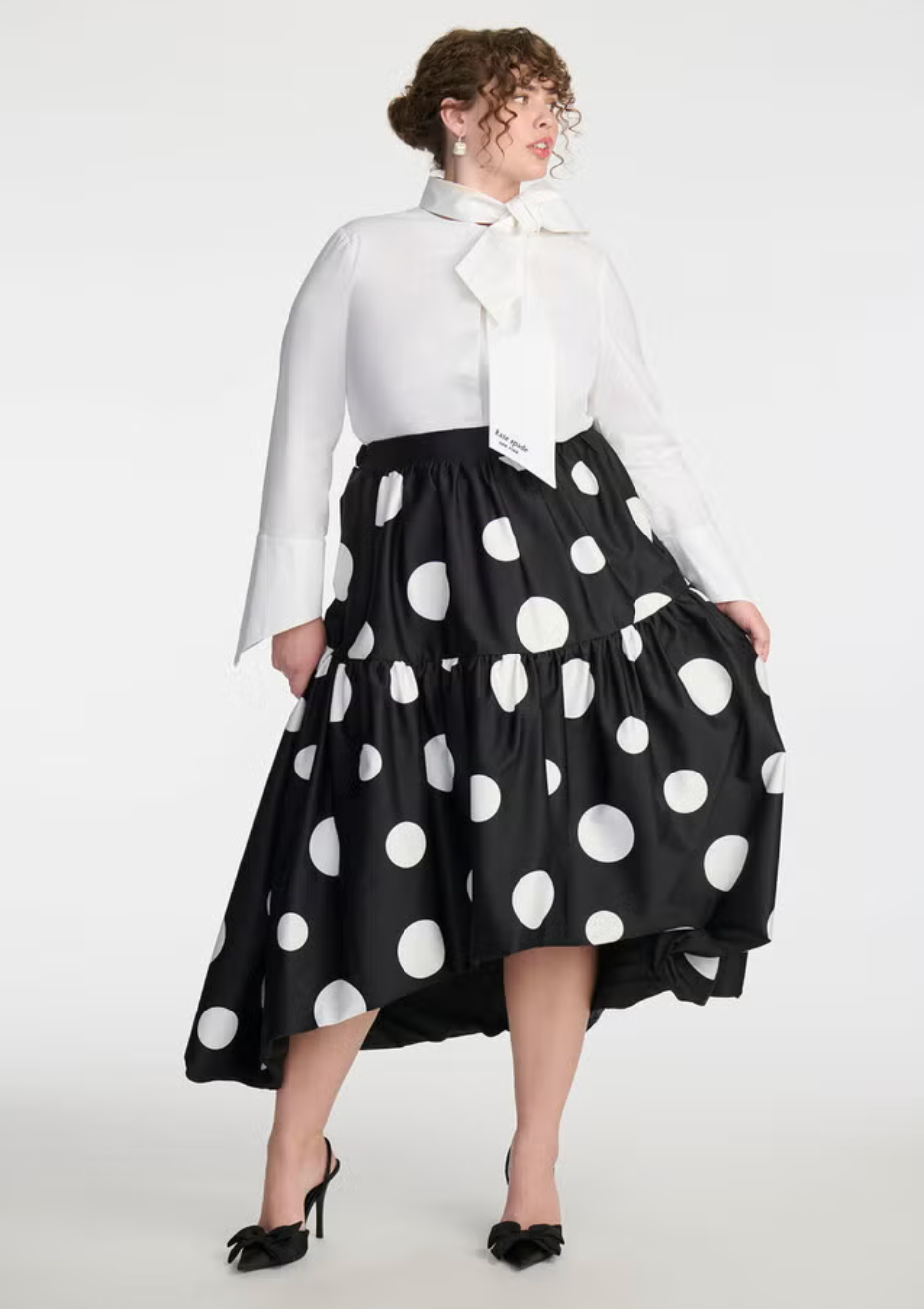 ELOQUII x kate spade new york Tiered Dot Maxi Skirt