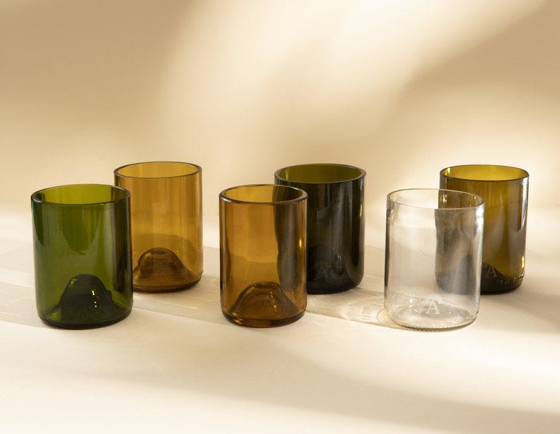 Sustainable Handmade Stemless Wine Glass Set