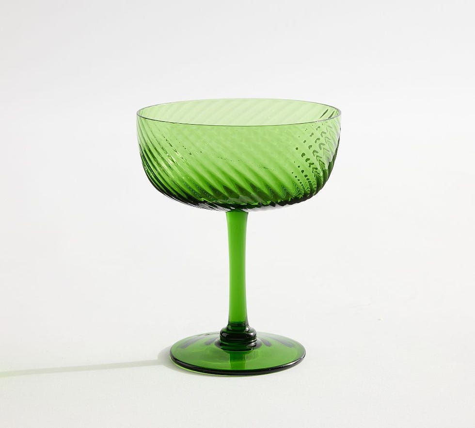 Green Swirl Coupe Glasses