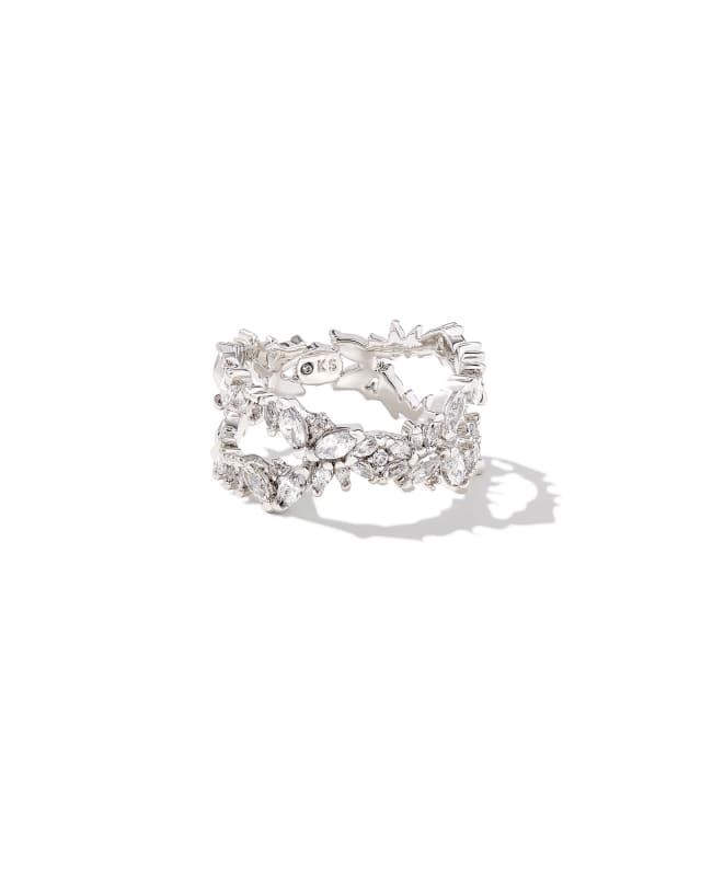 Rosalie Silver Double Band Ring in White CZ
