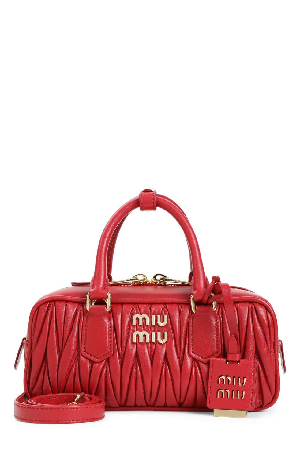Matelassé Zipped Handbag in Red