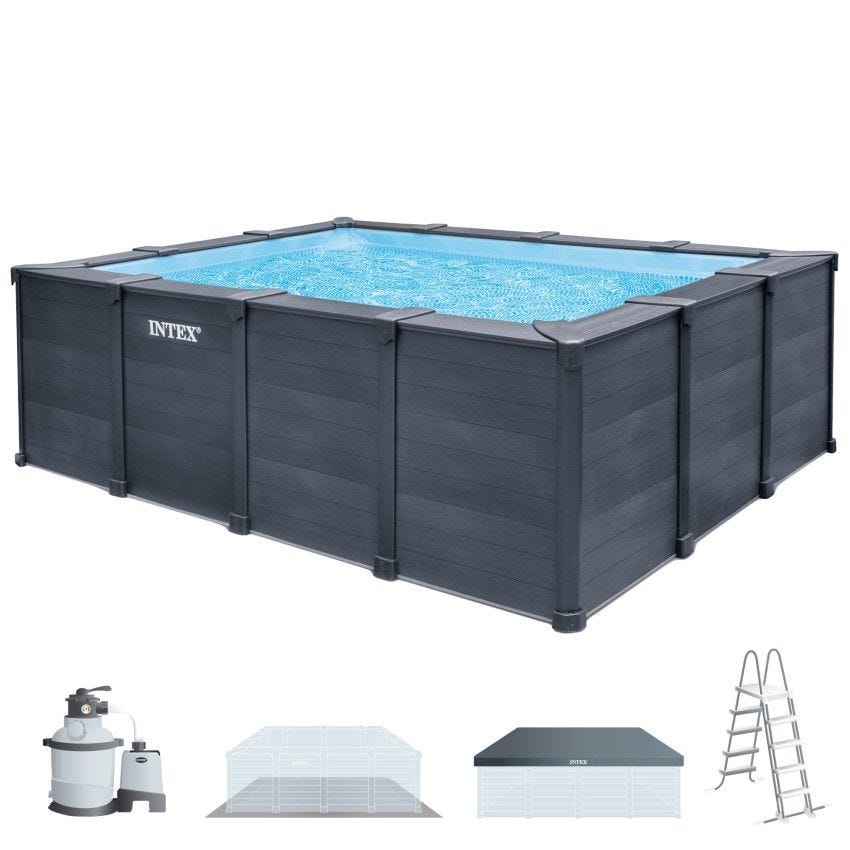 Piscina desmontable rectangular Graphite Gray Panel 4 metros con depuradora
