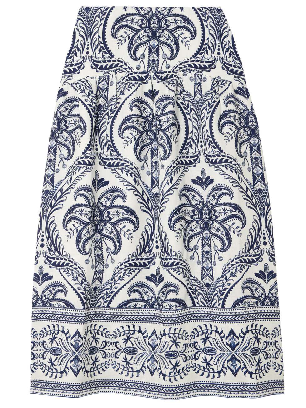 Midi Skirt in Lino printed with Tropical Cameo curl