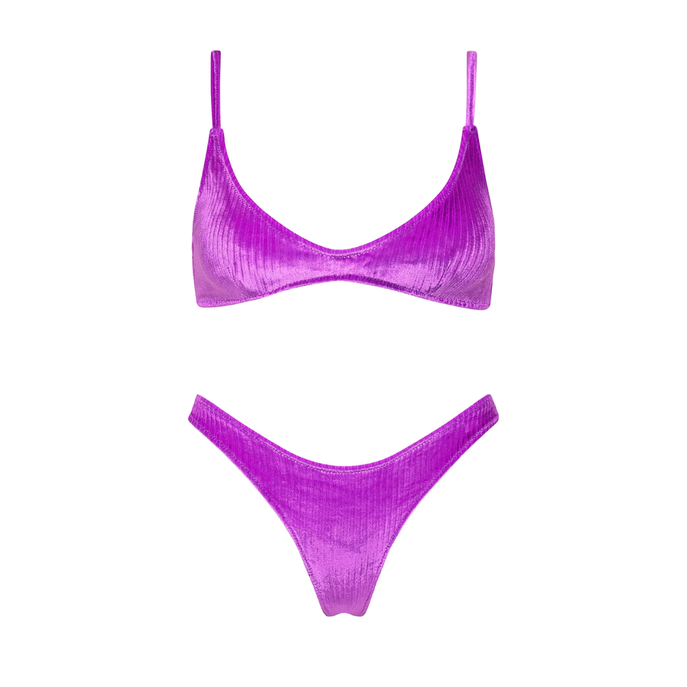 Maia Cova Purple Velvet Scoop Bikini Set