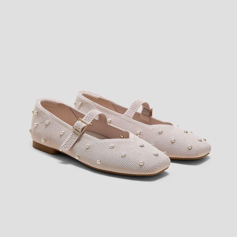 Margot square-toe mary-jane with pearls