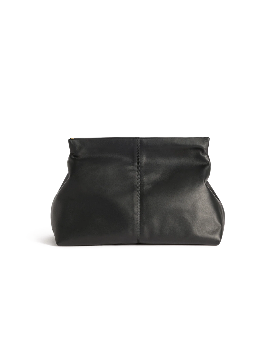 Clay Clutch in Black Leather