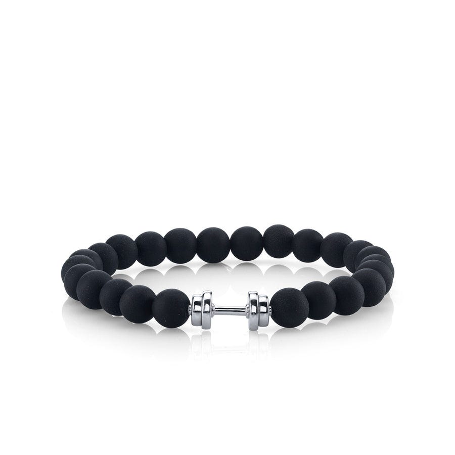 White Gold Dumbbell Bead Bracelet