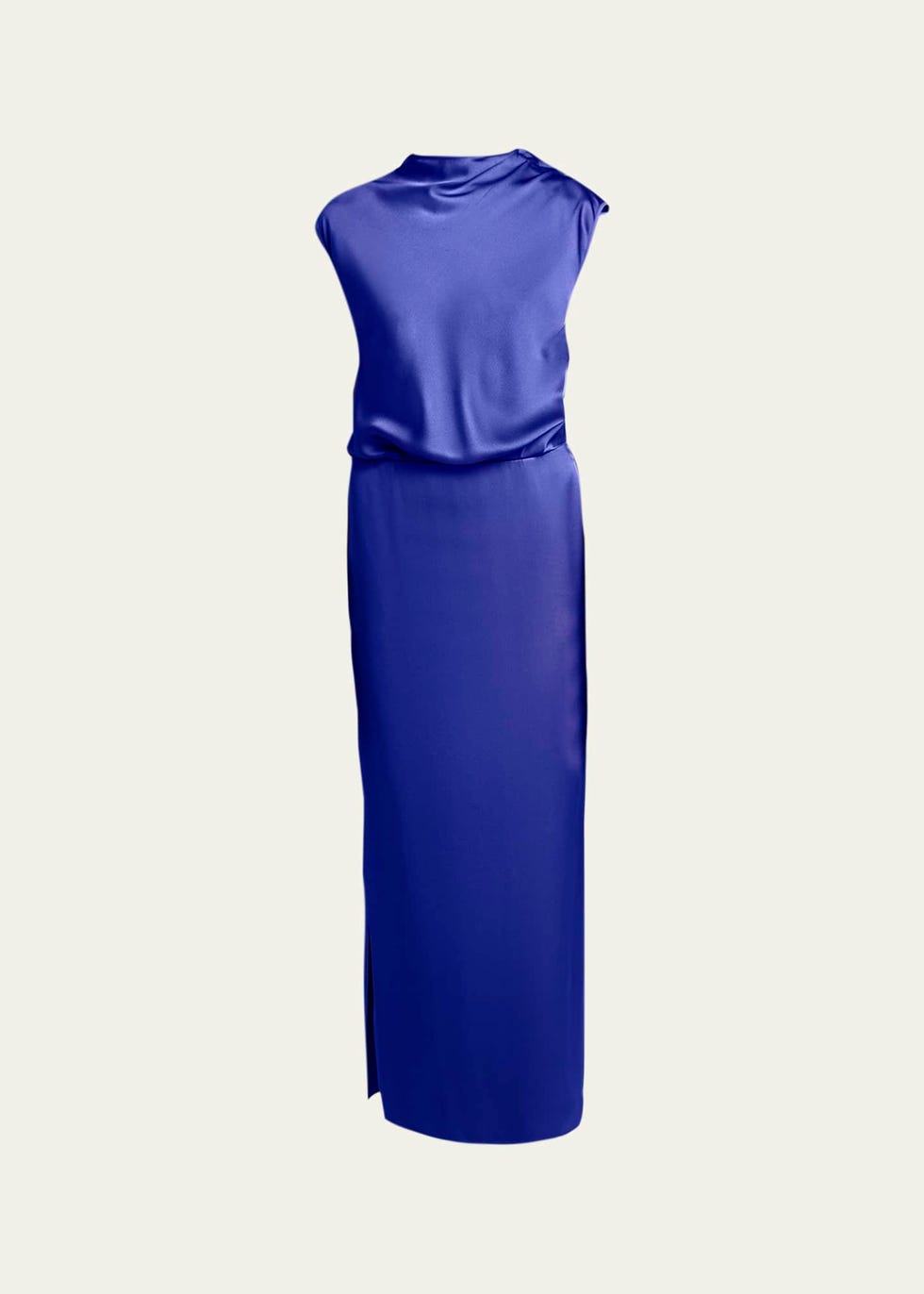 High-Neck Silk Satin Gown