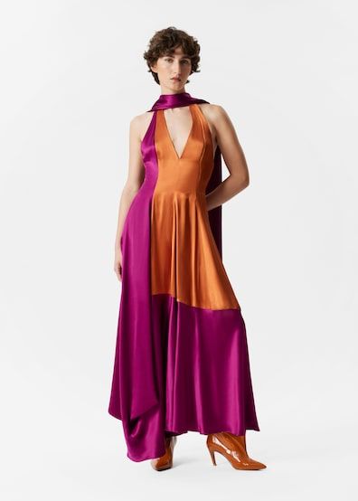 The elegant evening wedding: Scarf-detail satin maxi dress by Roksanda 