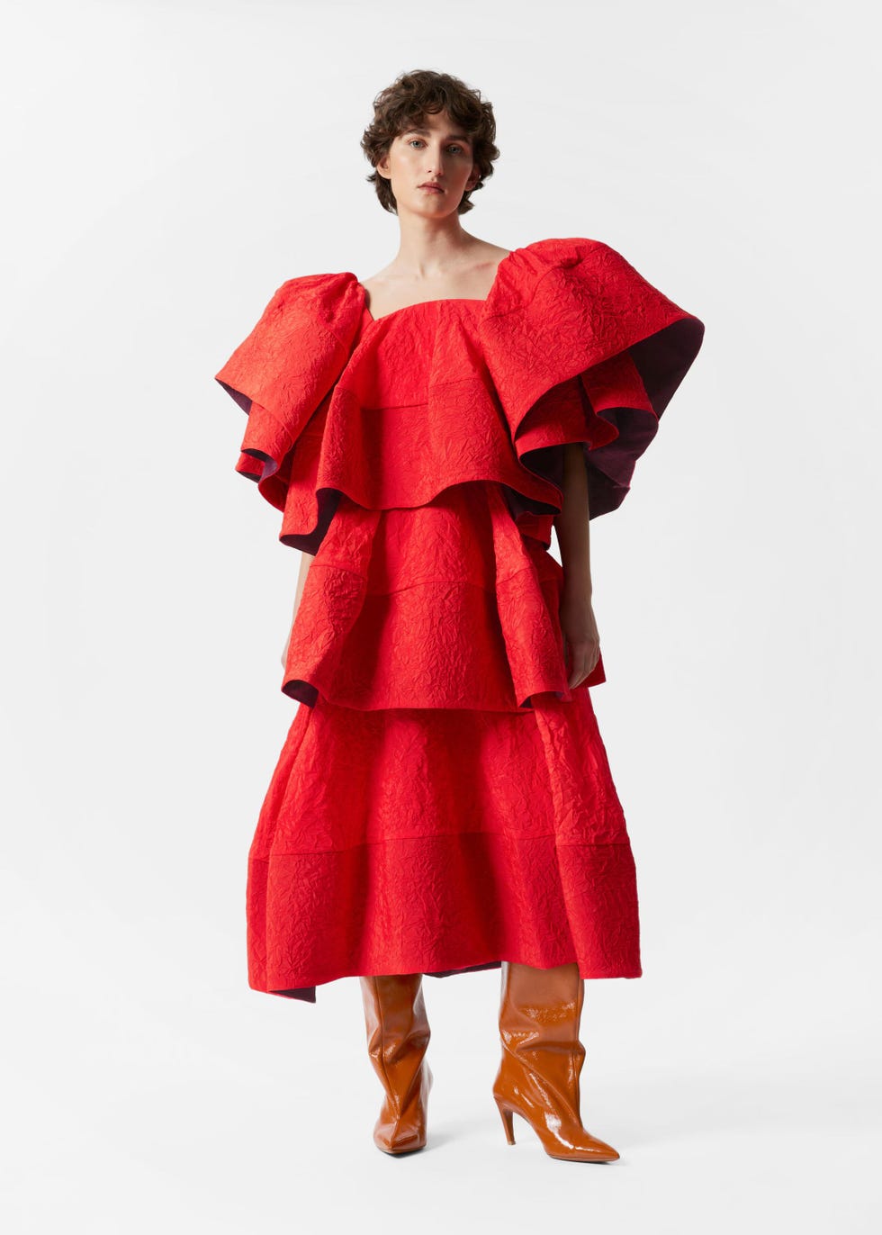 The high-glamour fashion wedding: Ruffle jacquard midi dress by Roksanda for & Other Stories