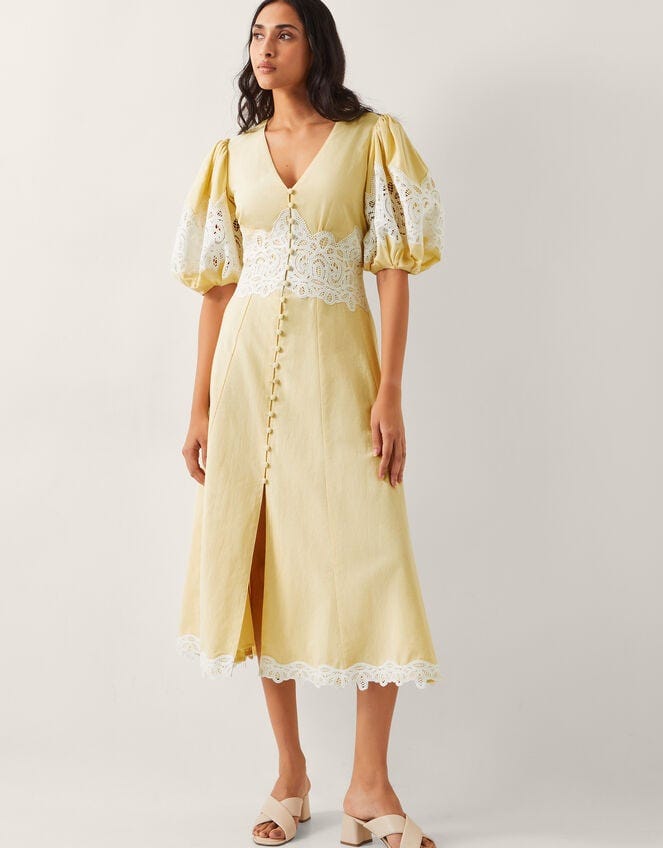 The informal registry office wedding: Nancy puff-sleeve yellow midi 