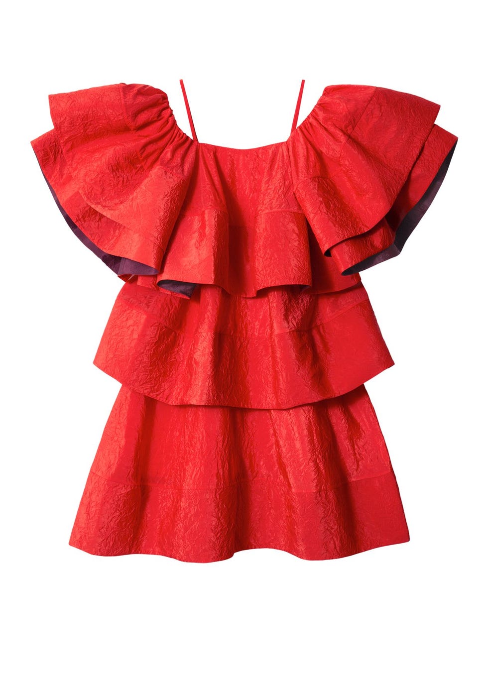 Vestido midi jacquard com babados