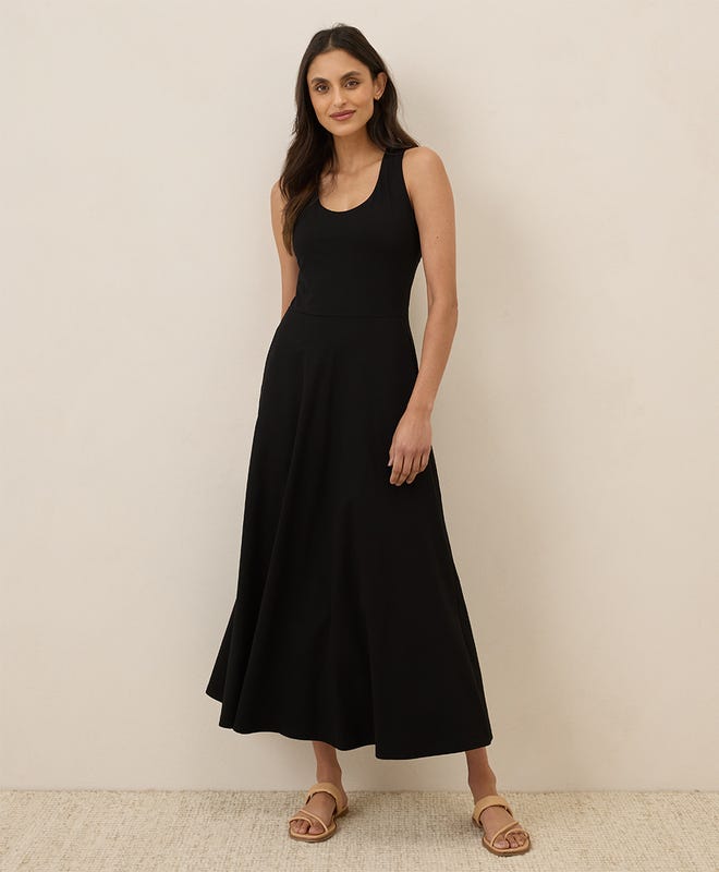 Fit & Flare Open Back Maxi Dress