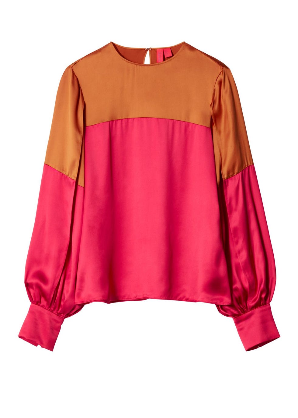 Blusa de cetim com blocos de cores