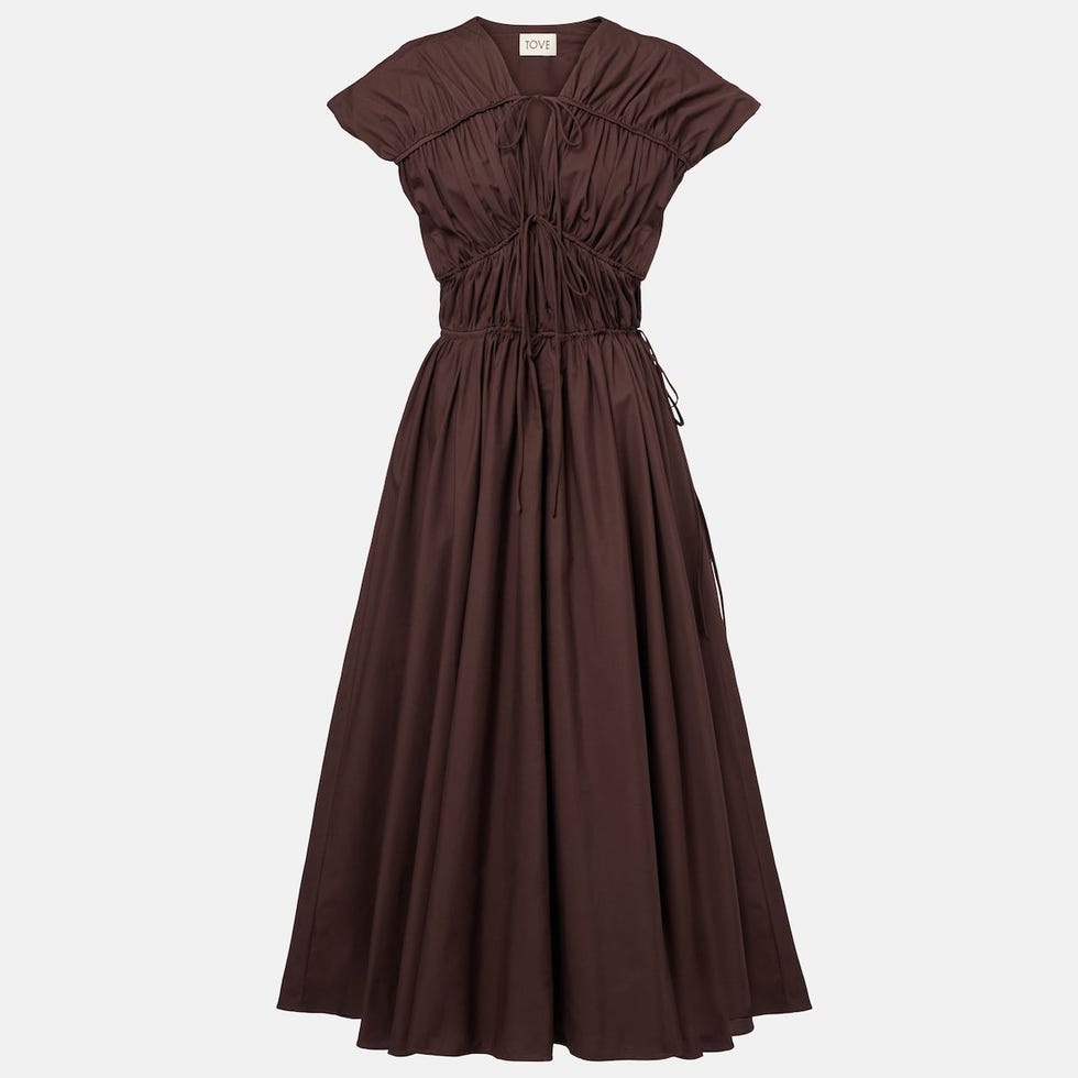 Ceres Gathered Cotton Midi Dress