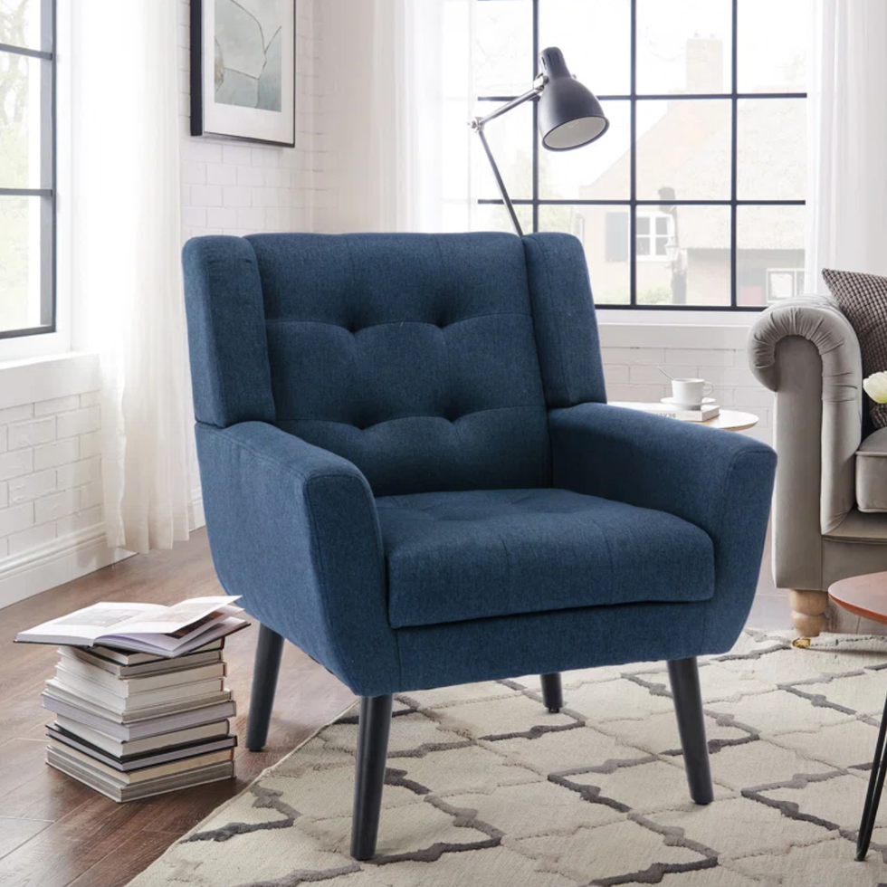 Tufted Upholstered Wide Back Armchair