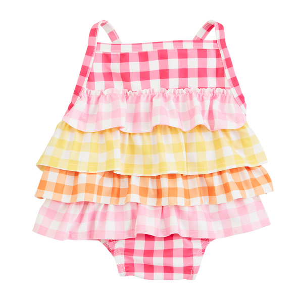 Girls' Gingham Ruffle Swimsuit