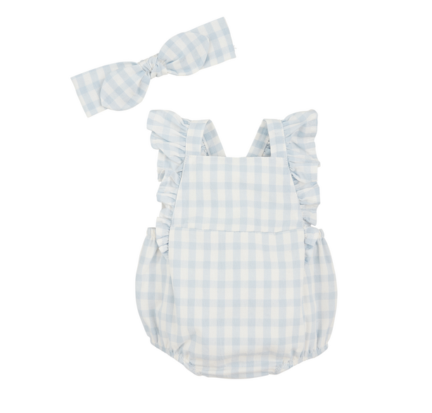 Blue Gingham Baby Romper