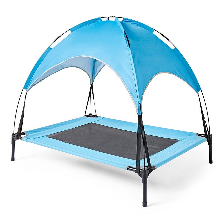 Raised Air Dog Bed with UV Canopy Blue