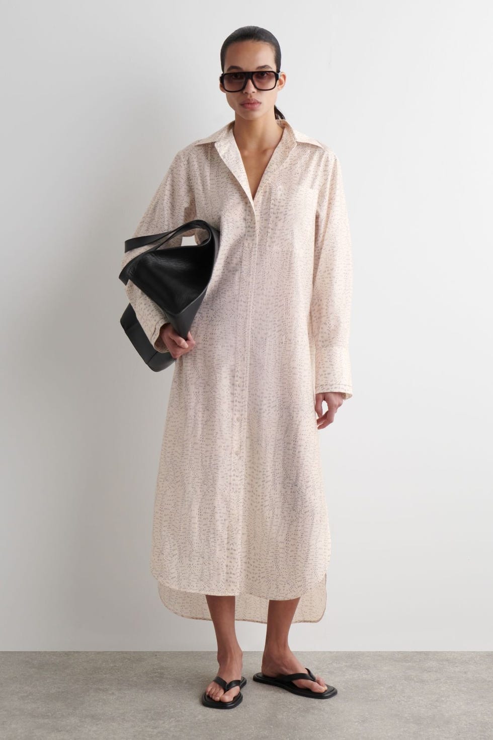 Printed Fluid Shirt Dress