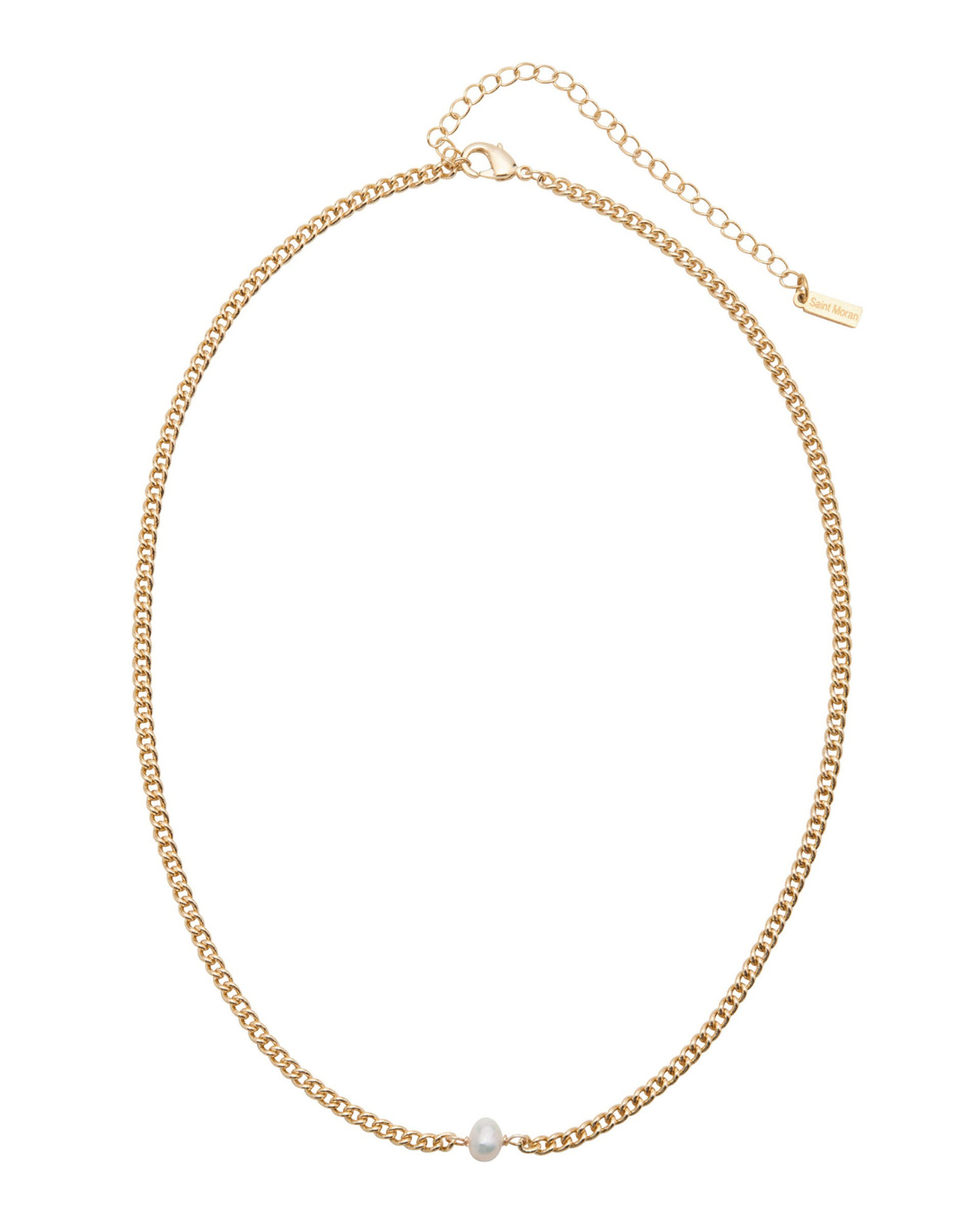 Freshwater Pearl Pendant Curb Chain Necklace