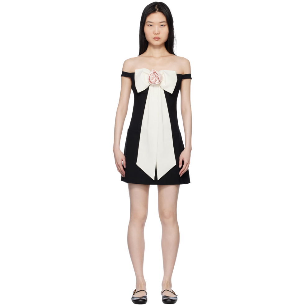 Sandy Liang Black Tulips Minidress