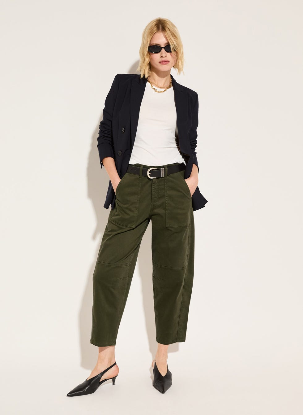 Organic Cotton Barrel Leg Cargo Trousers