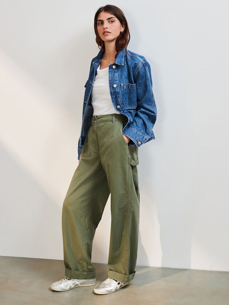 Khaki Cargo 100% Cotton Trousers