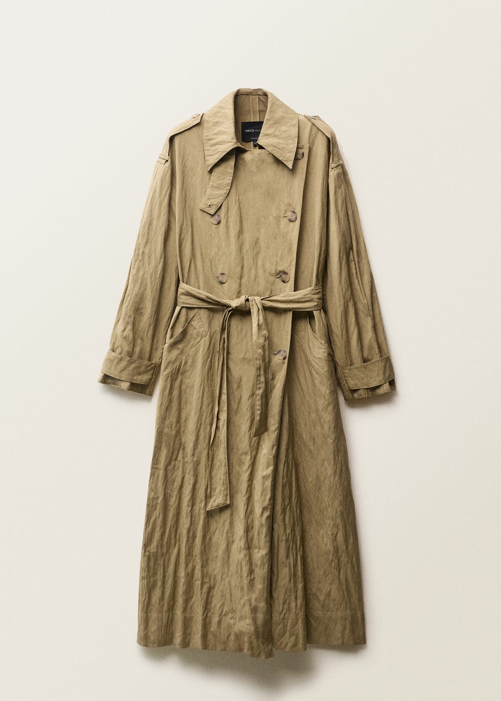 Oversized Creased-Effect Trench Coat