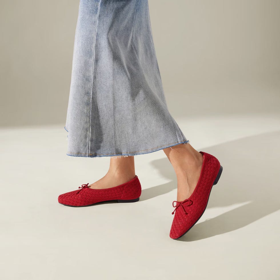 The Red Woven Ballerina Flats