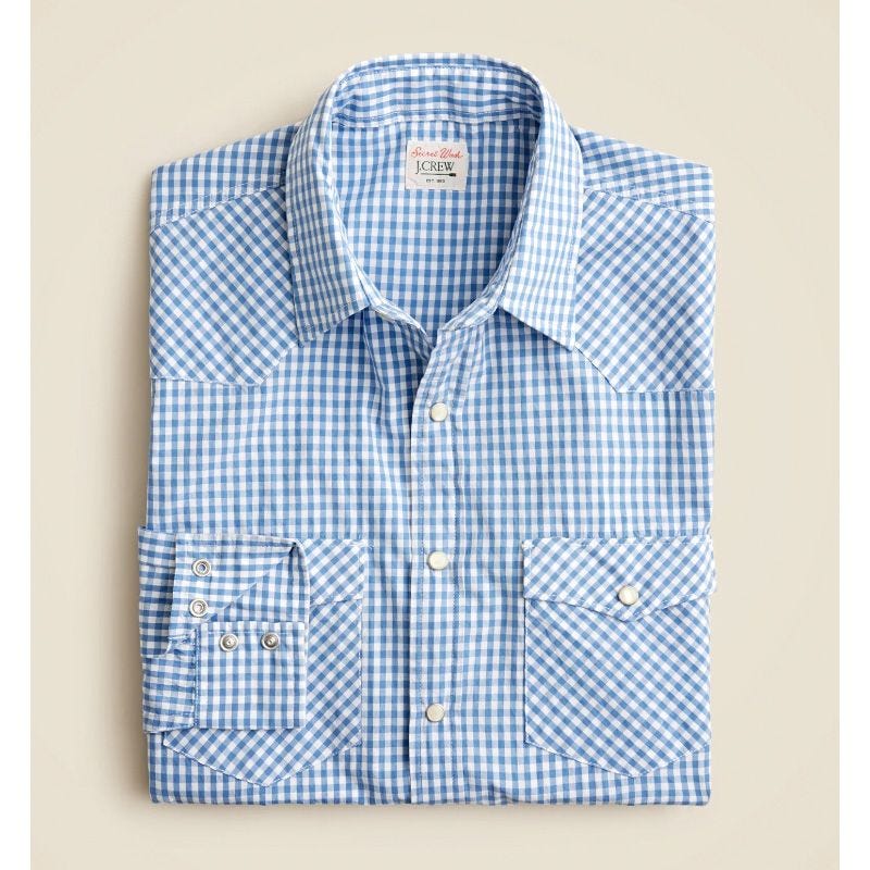 Camisa Western de Popeline de Algodão com Lavagem Secreta