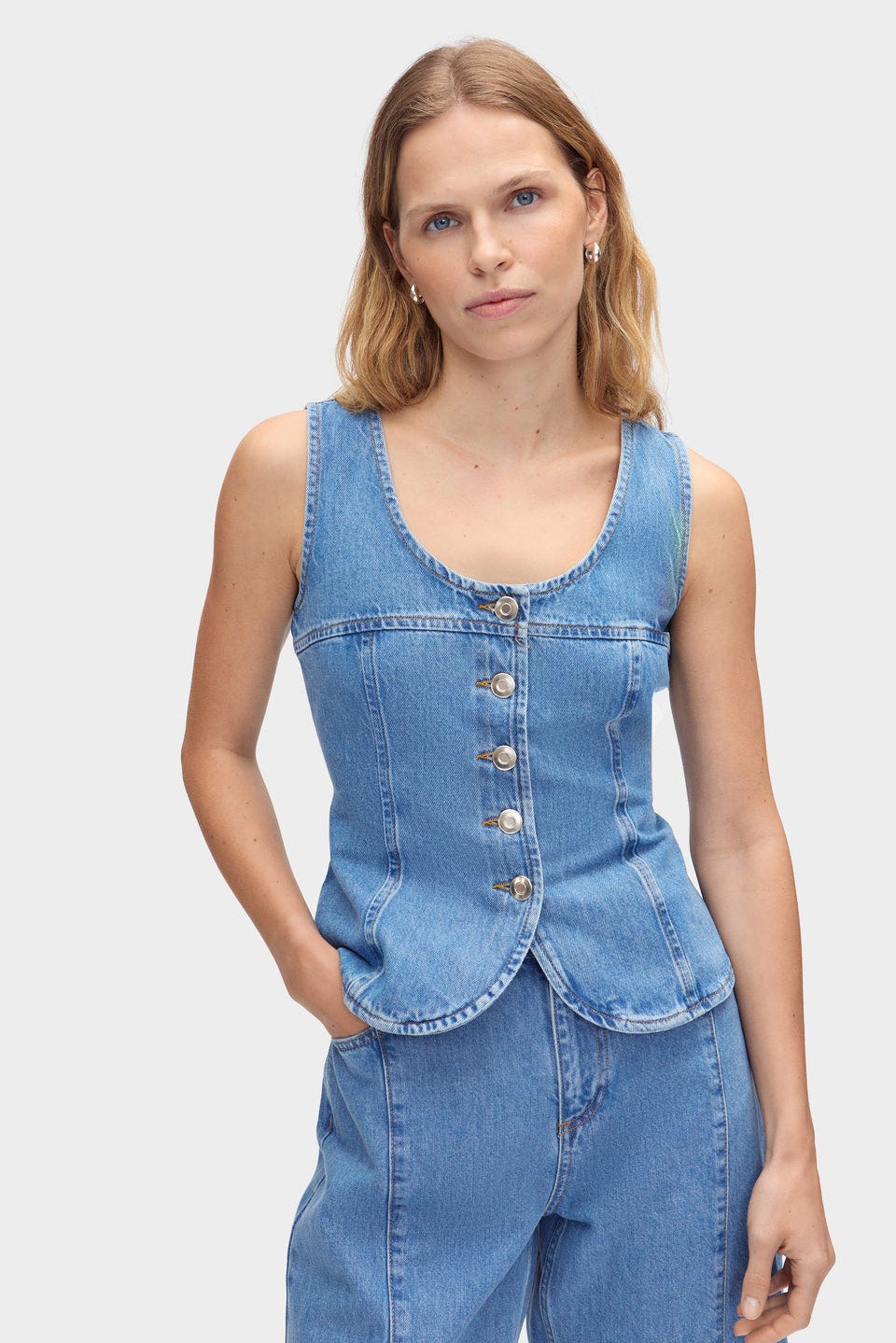 Ariella buttoned denim waistcoat