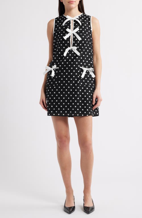 Isles Polka Dot Bow Trapeze Mini Dress