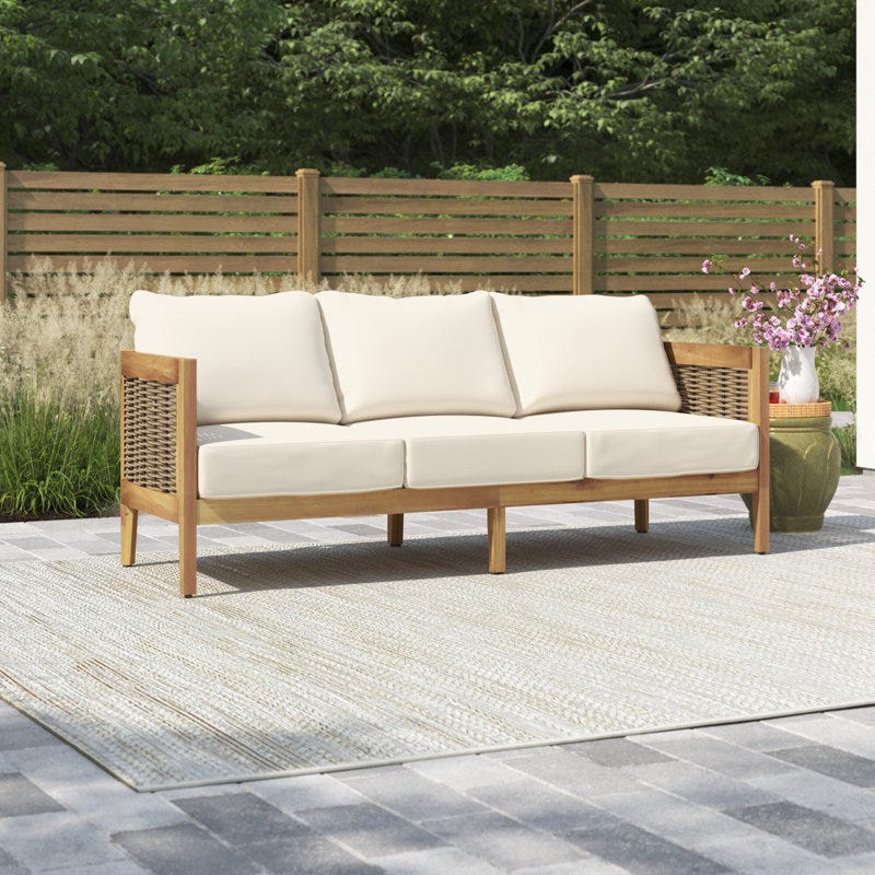 Jacie 76.5" Wide Outdoor Patio Sofa with Cushions