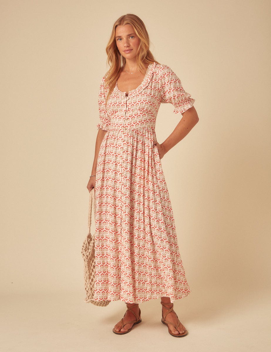 Pink Printed Flossie Midi Dress, £89