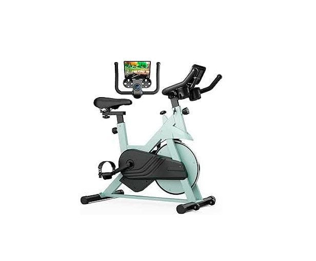 Superun Bicicleta Estática para Interior, Bicicleta Estacionaria con Resistencia Magnética Ajustable, Bicicleta Estacionaria con Pantalla LCD y App, Capacidad de Carga de 136 kg
