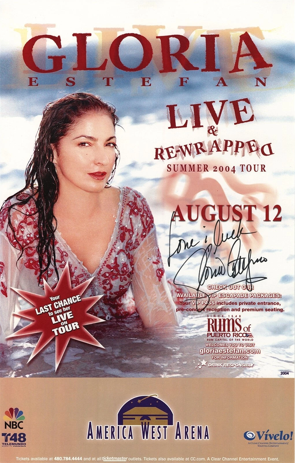 Gloria Estefan 2004 Tour Autografado