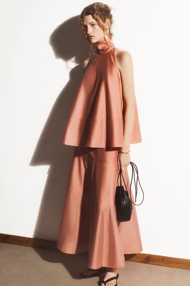 Panelled A-Line Midi Skirt