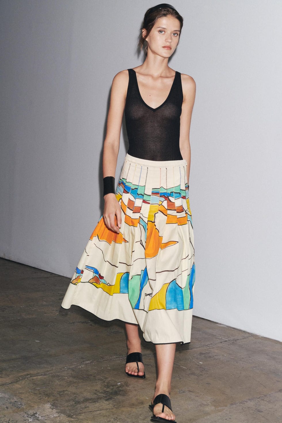 Printed Pleated Skirt