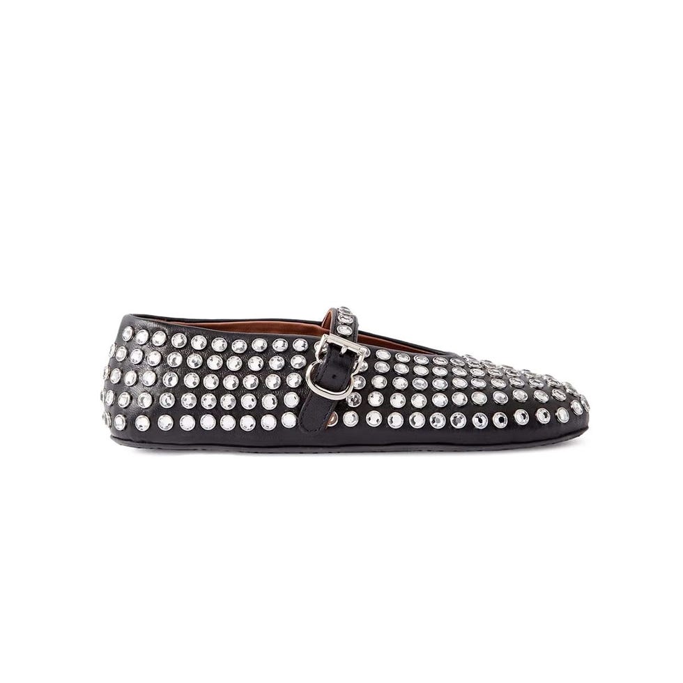 Embellished Leather Mary Jane Flats