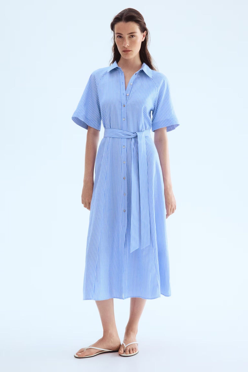 Tie-belt shirt dress