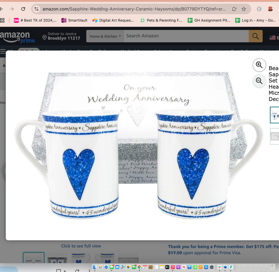 45th Sapphire Wedding Anniversary Set of Ceramic Mugs
