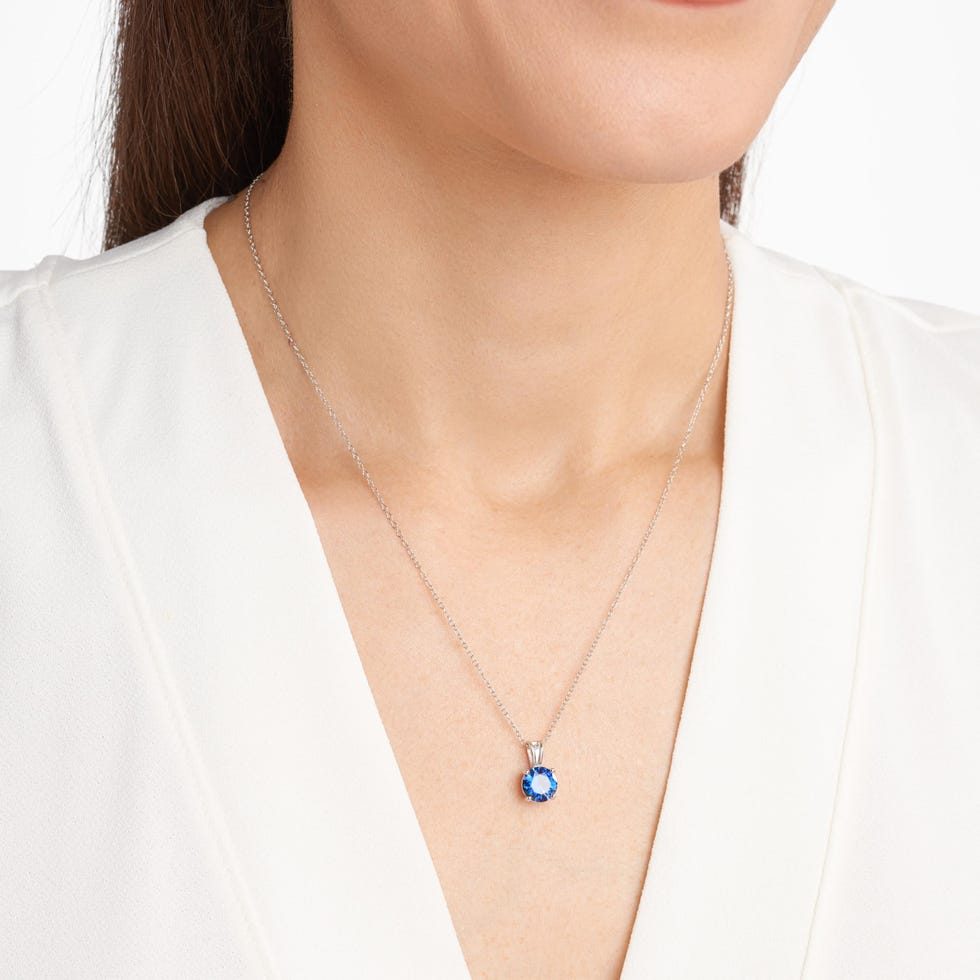 Sterling Silver Round Cut Created Blue Sapphire